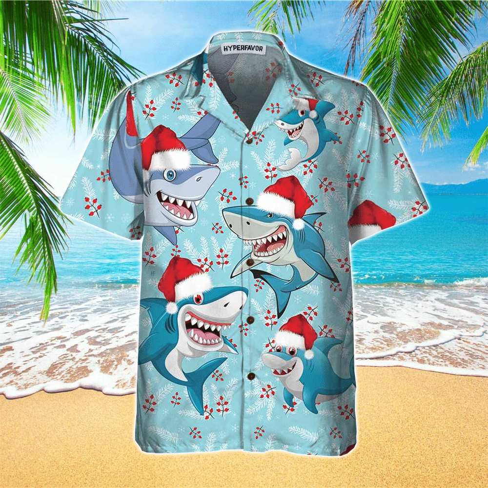 Shark Mens Hawaiian Shirt Shark Button Up Shirt for Men and Women