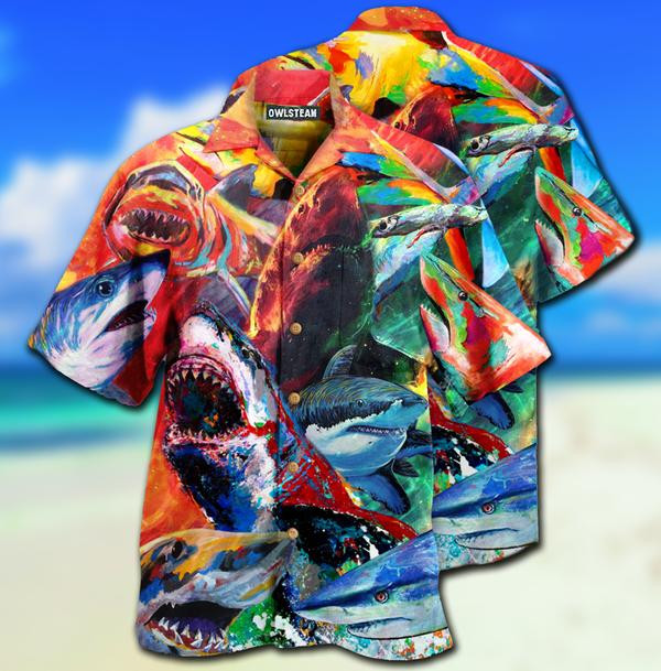 Sharks Colorful Just Wanna Have Fun Limited - Hawaiian Shirt - Hawaiian Shirt For Men