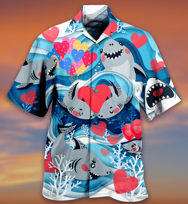 Sharks Couple Love Style Limited Edition - Hawaiian Shirt - Hawaiian Shirt For Men, Hawaiian Shirt For Women, Aloha Shirt