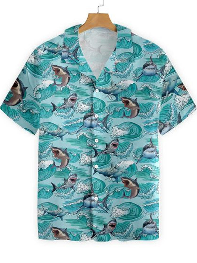 Sharks On Sea Hawaiian Hawaiian Shirt Summer Hawaiian, Short Sleeve Hawaiian Shirt