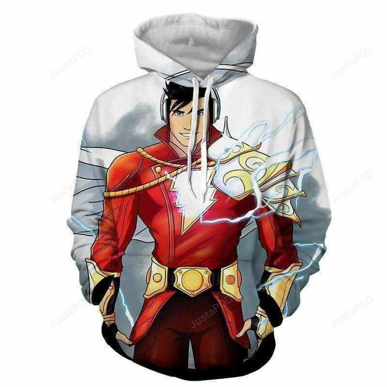 Shazam Grey ampamp Red 3d All Over Print Hoodie
