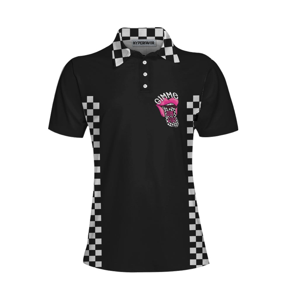 She Wants The D Dirt Track Racing Short Sleeve Women Polo Shirt Adult Humor Dirt Track Racing Shirt For Ladies