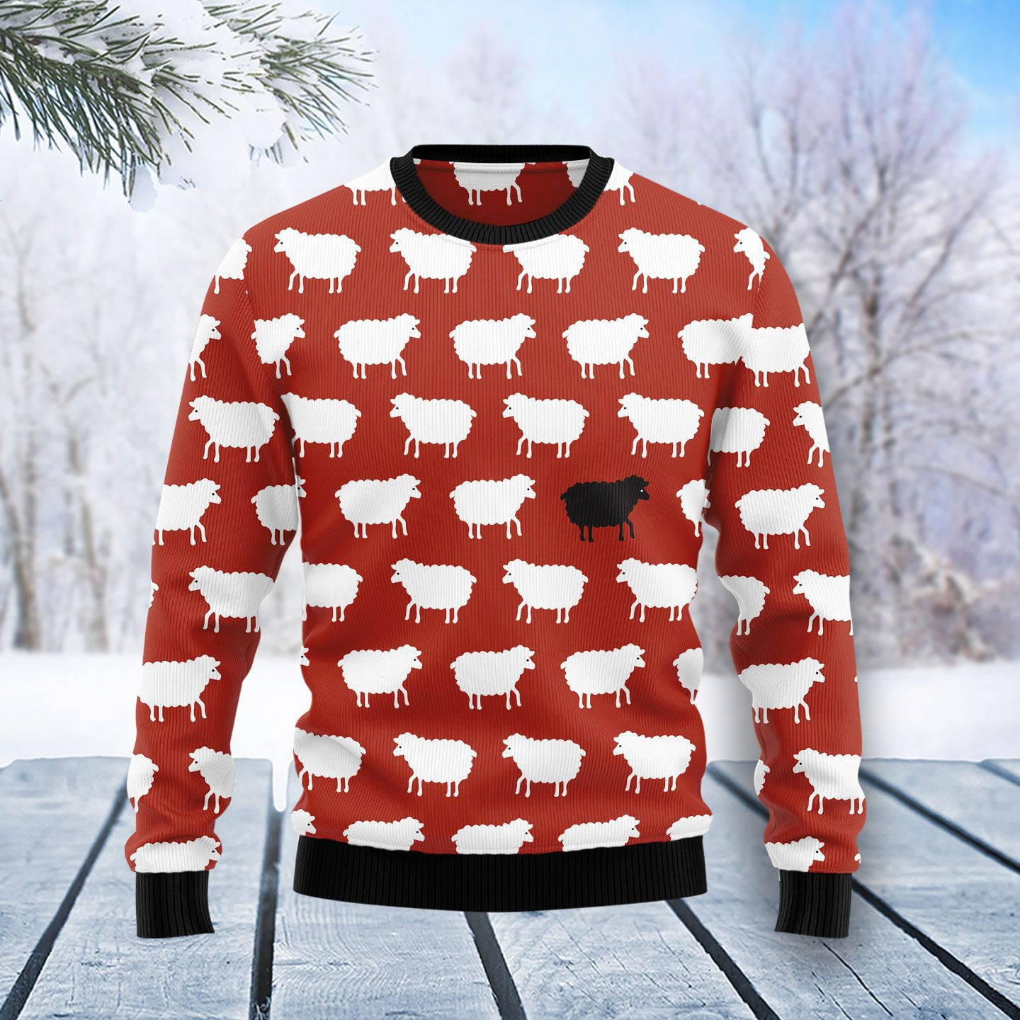 Sheep Black And White Ugly Christmas Sweater