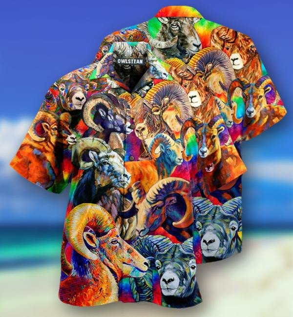 Sheep Colorful Big Horn Edition - Hawaiian Shirt - Hawaiian Shirt For Men