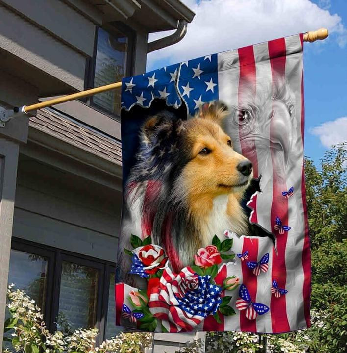 Sheltie Proud Nation Dog Lover American Flag Garden Flag House Flag