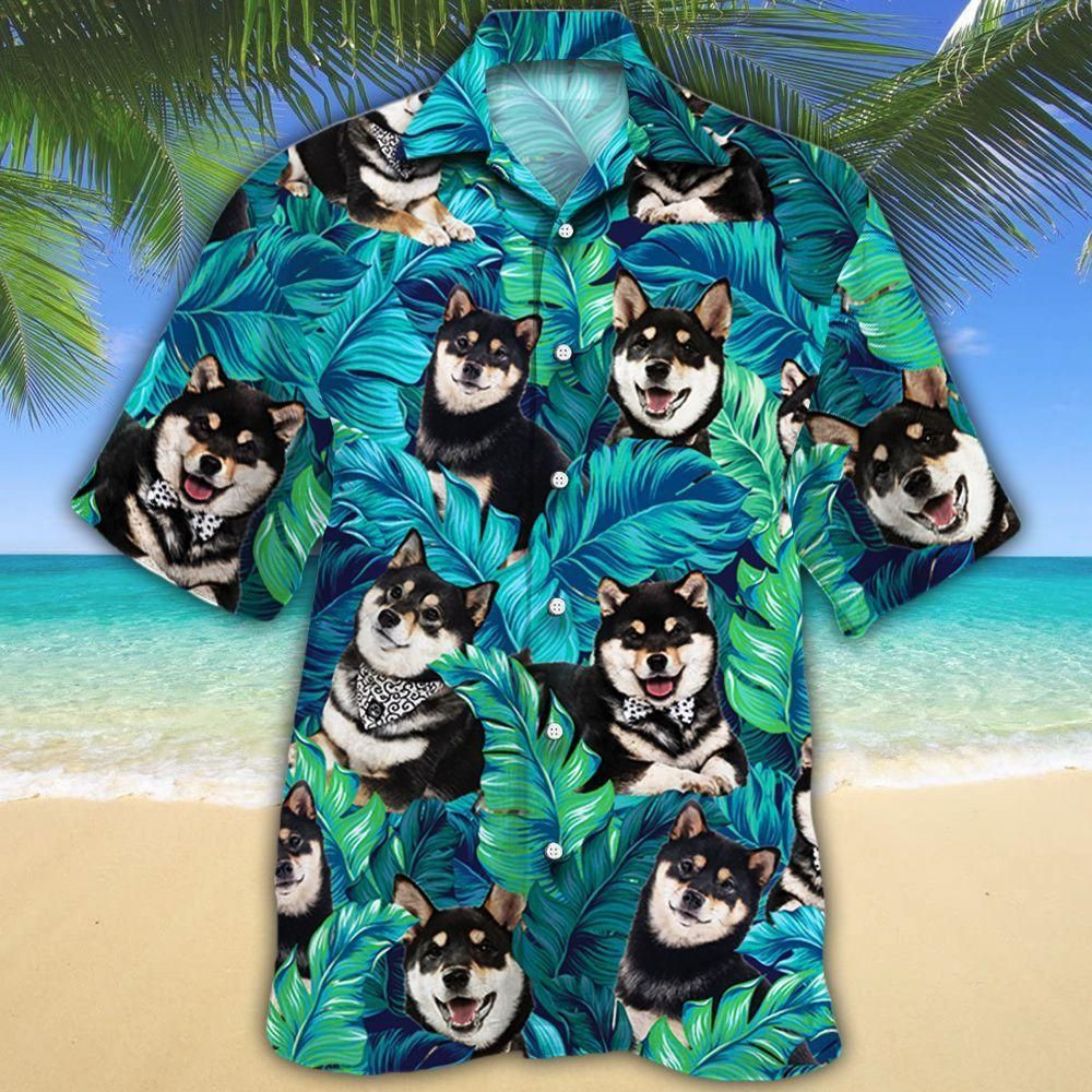 Shiba Inu Black Dog Lovers Aloha Hawaiian Shirt Colorful Short Sleeve Summer Beach Casual Shirt For Men And Women