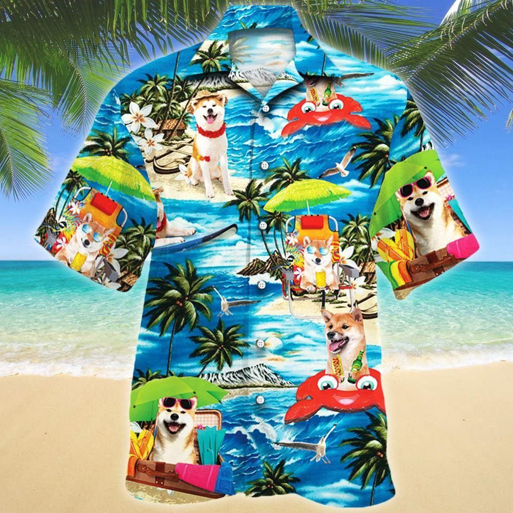 Shiba Inu Dog Lovers Beach Vibe Aloha Hawaiian Shirt Colorful Short Sleeve Summer Beach Casual Shirt For Men And Women