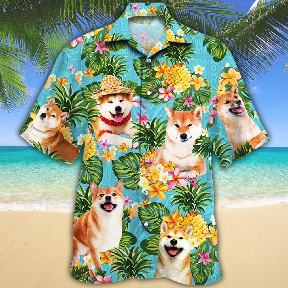 Shiba Inu Dog Lovers Pineapple Aloha Hawaiian Shirt Colorful Short Sleeve Summer Beach Casual Shirt For Men And Women