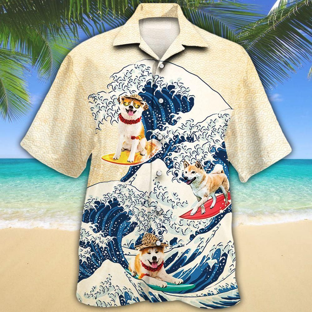 Shiba Inu Dog Lovers Wave Aloha Hawaiian Shirt Colorful Short Sleeve Summer Beach Casual Shirt For Men And Women