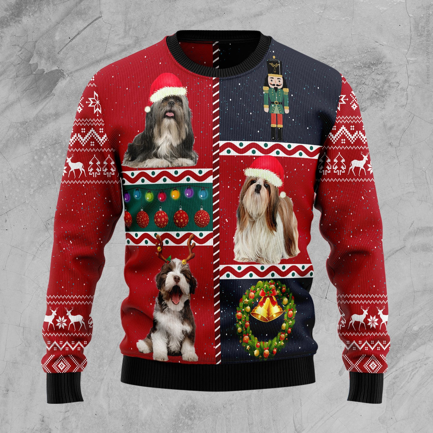 Shih Tzu Vintage Ugly Christmas Sweater
