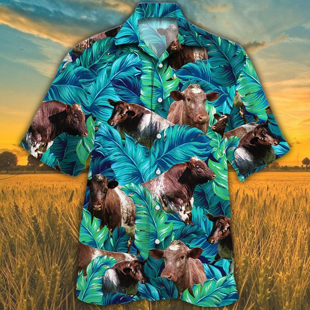 Shorthorn Cattle Lovers Aloha Hawaiian Shirt Colorful Short Sleeve Summer Beach Casual Shirt For Men And Women