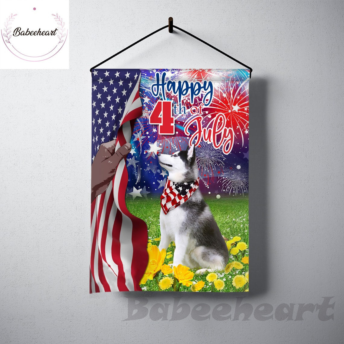 Siberian Husky Dog Independence Day Flag Dog 4th Of July Flag Fourth July Dog Flag USA Independence Day Proud Nation Flags