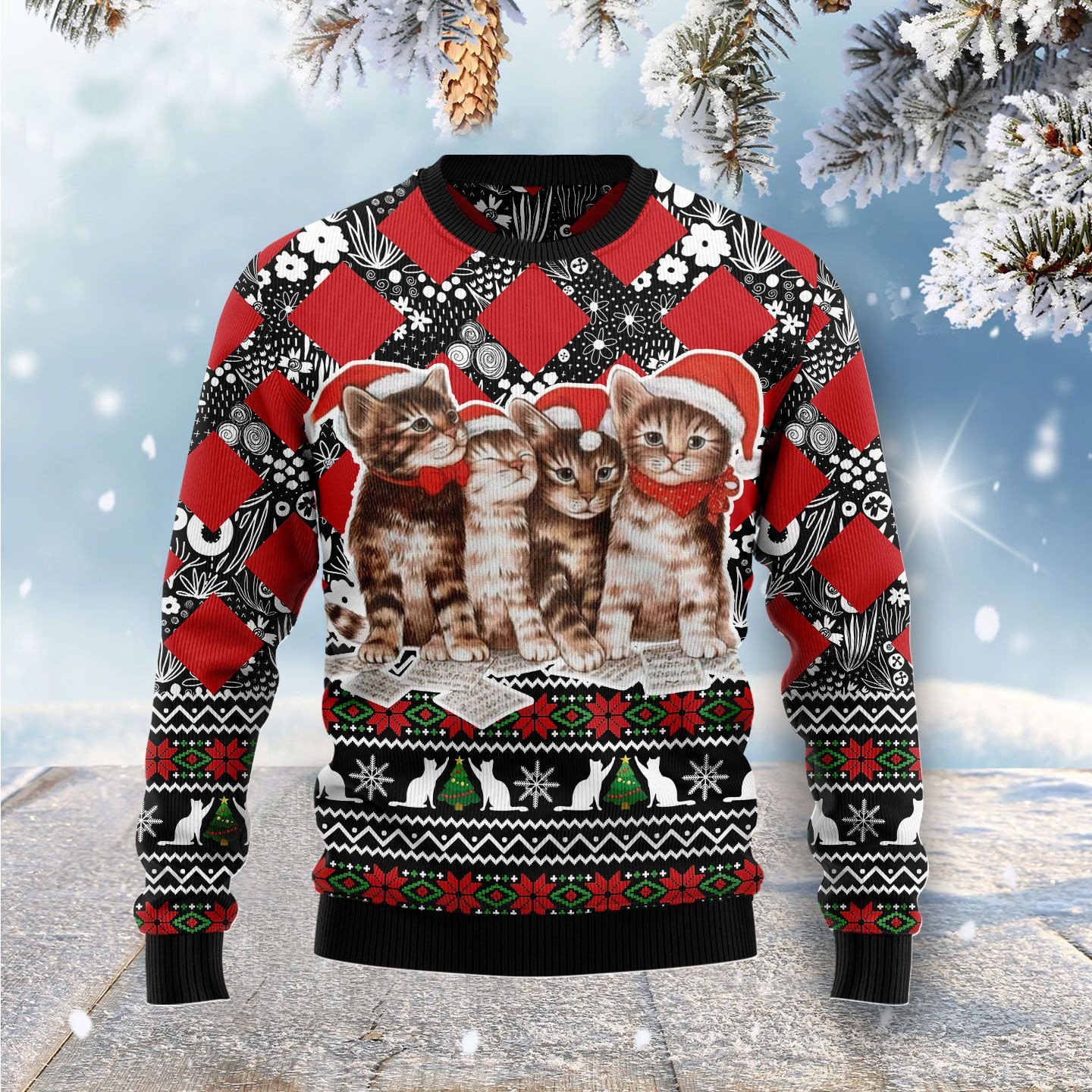 Singing Cats Kitten Ugly Christmas Sweater