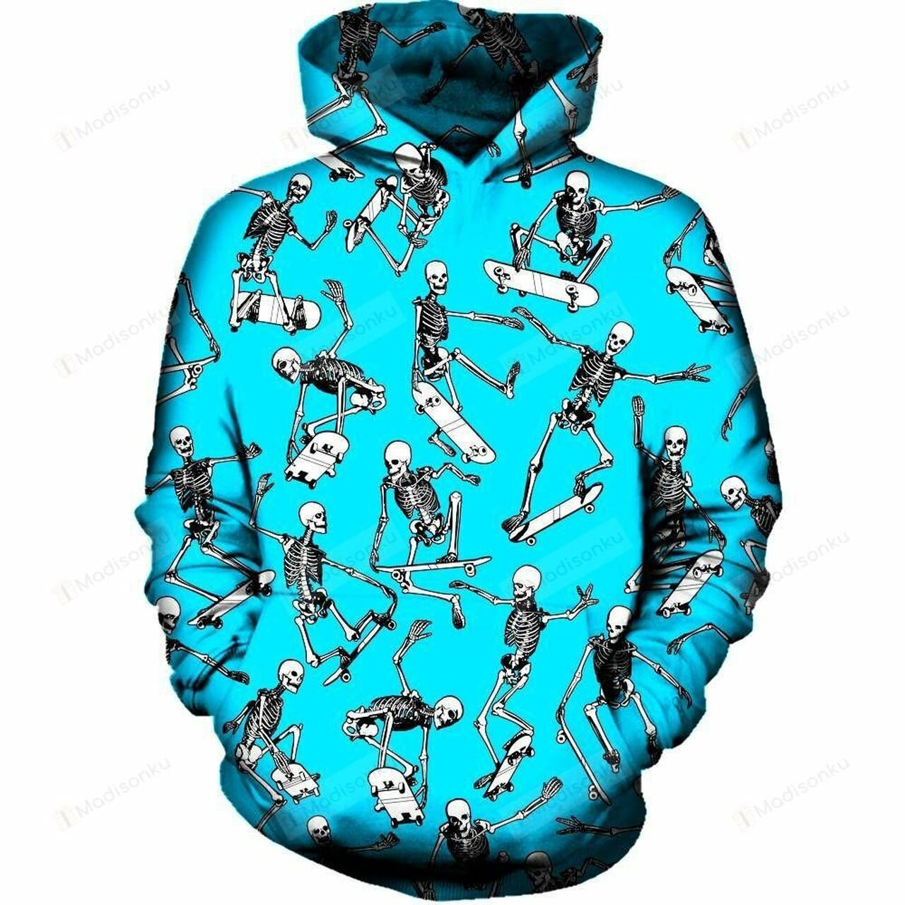 Skateboarding Skulls Blue For Unisex 3d All Over Print Hoodie