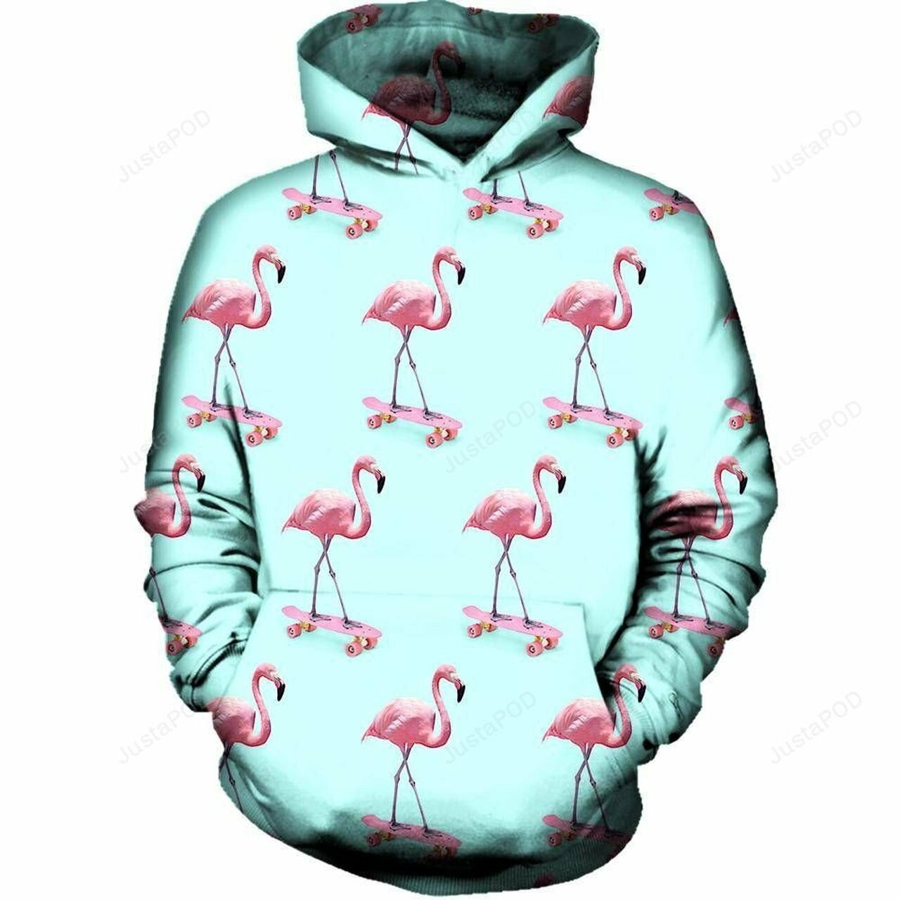 Skating Flamingo 3d All Over Printed Hoodie