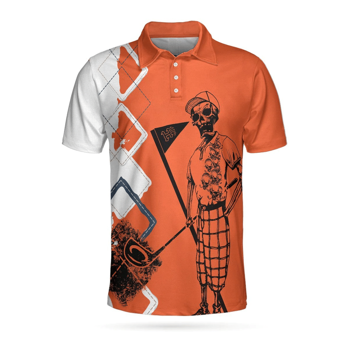 Skeleton Golf Saved Me Im A Swinger Polo Shirt Argyle Pattern Golfer Polo Shirt Best Golf Shirts Short Sleeve Polo For Men