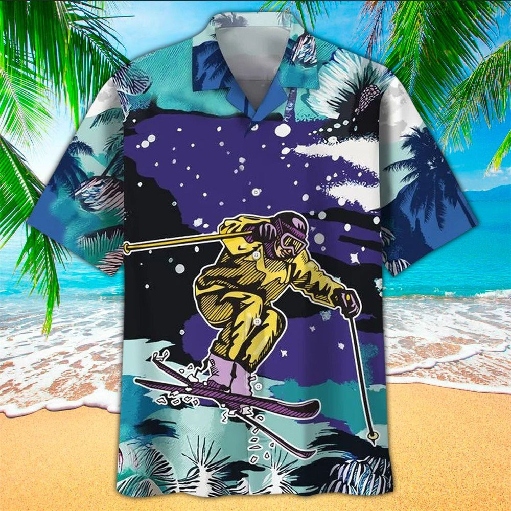 Skiing Aloha Shirt Hawaiian Shirt For Skiing Lovers Summer Aloha Shirt