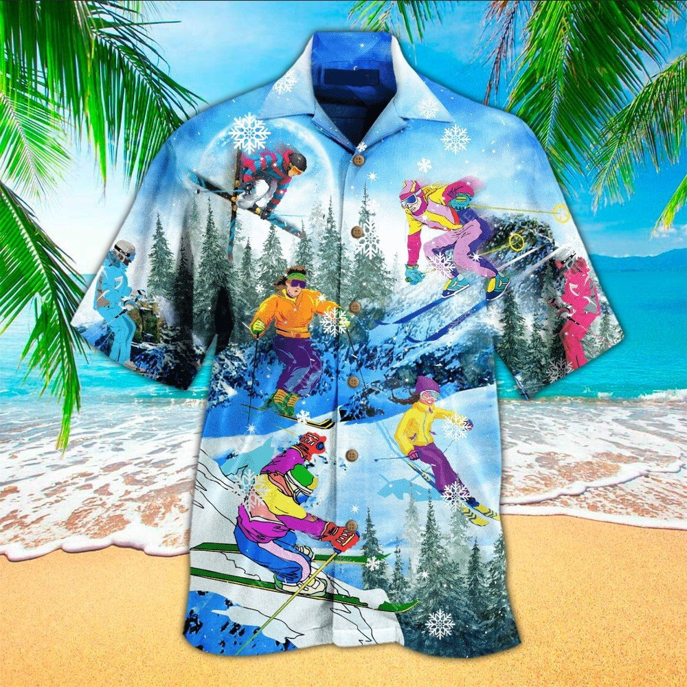 Skiing Apparel Skiing Button Up Shirt Summer Aloha Shirt