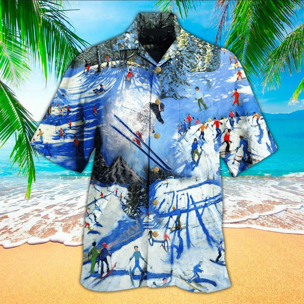 Skiing Apparel Skiing Button Up Shirt Summer Aloha Shirt