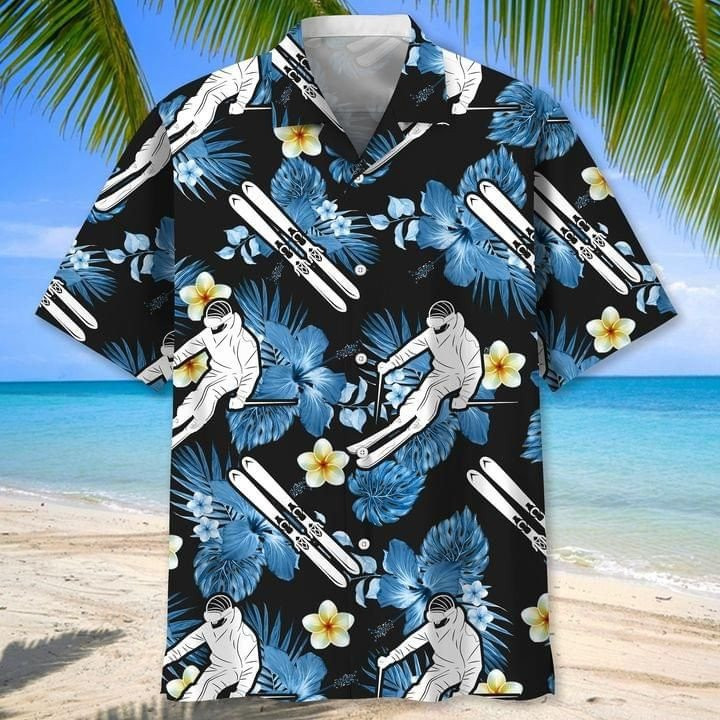 Skiing Lover Tropical Print Hawaiian Shirt Summer Aloha Shirt