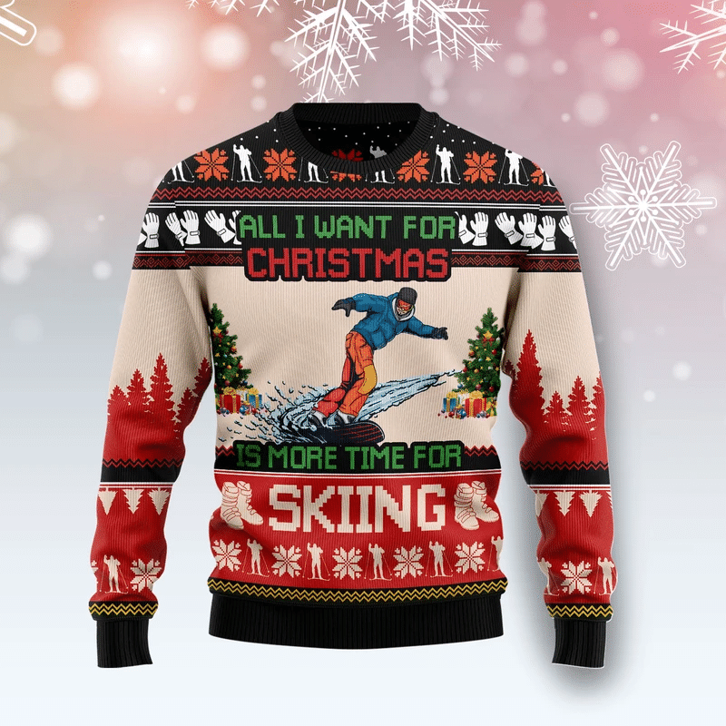 Skiing Ugly Christmas Sweater Ugly Sweater For Men Women