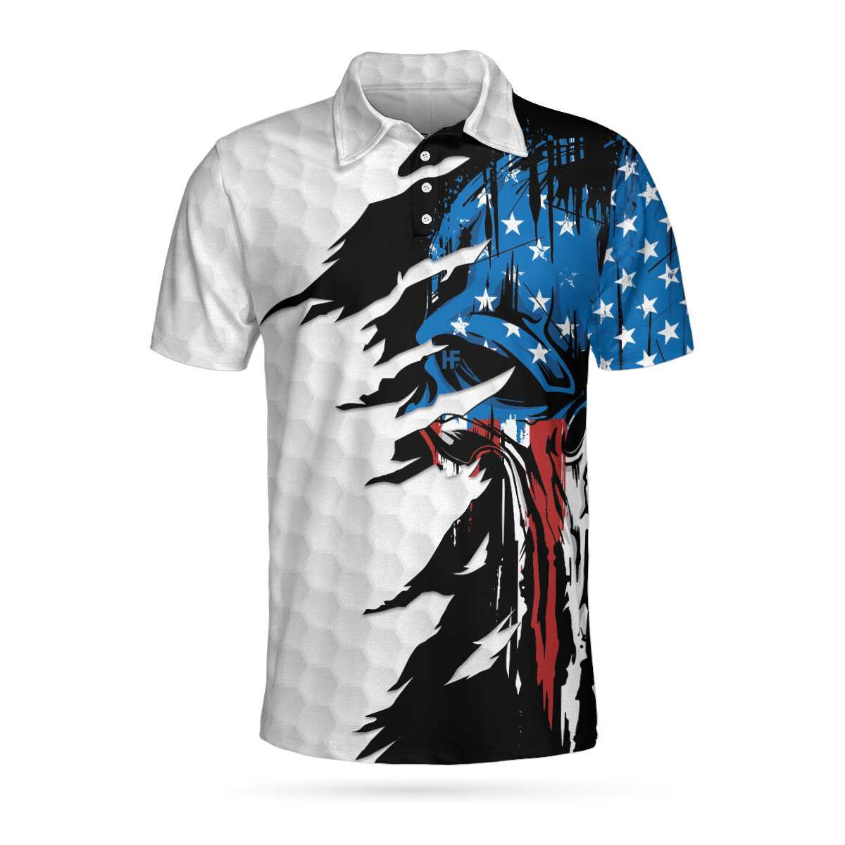 Skull American Ripped Golf Polo Shirt White American Flag Polo Shirt Patriotic Golf Shirt For Men