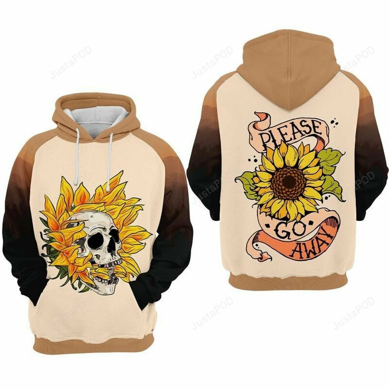 Skull And Sunflower Please Go Away 3d All Over Print Hoodie