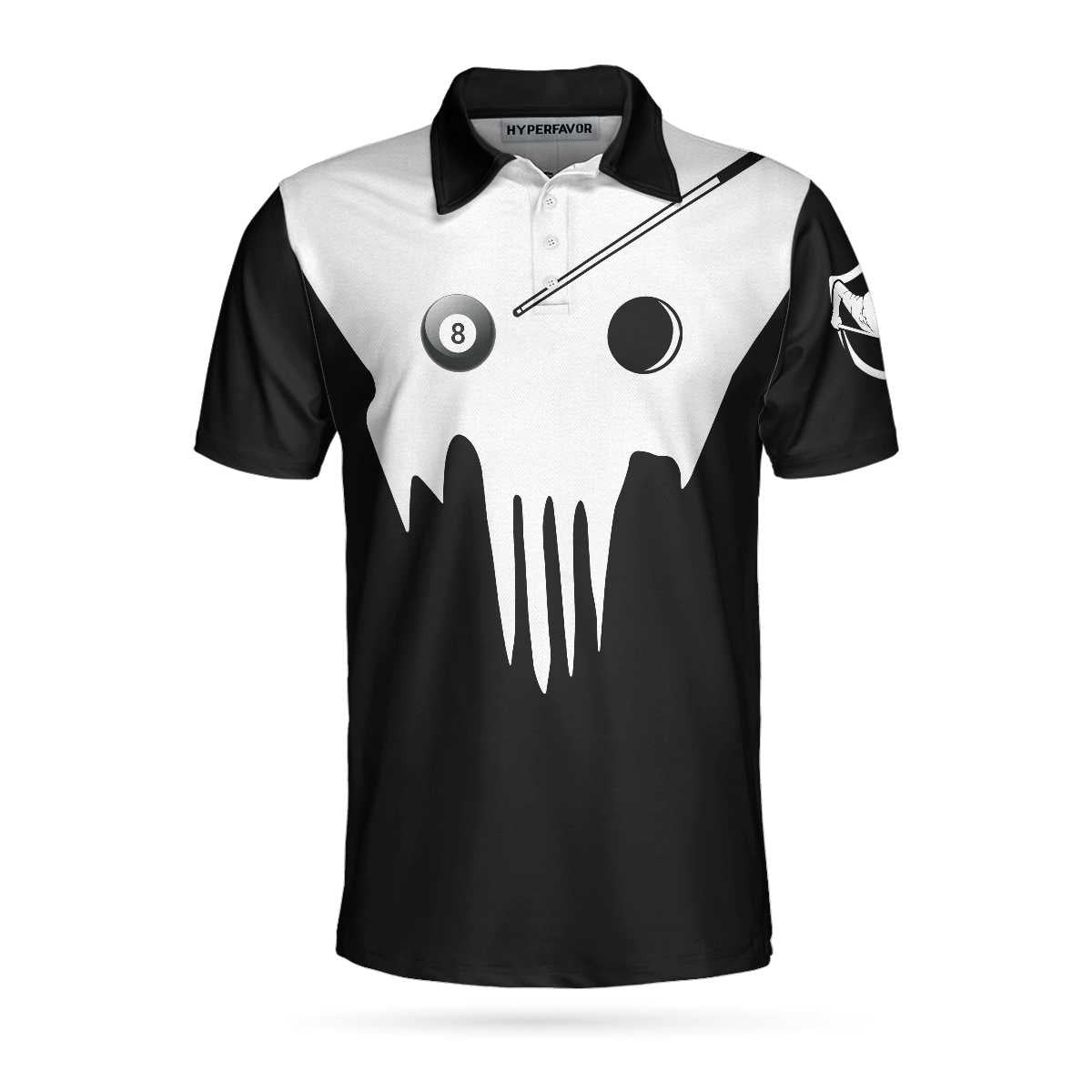 Skull Billiards Polo Shirt Black And White Billiards Shirt For Billiards Lovers Basic Shirt Design For Men