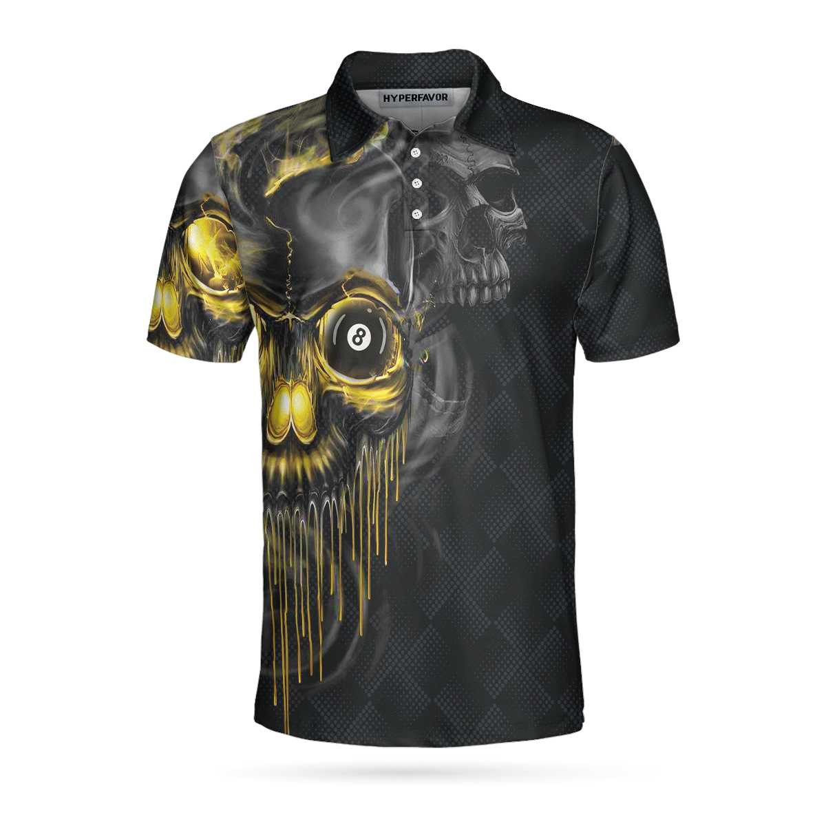 Skull Billiards Polo Shirt Black Skull Billiards Shirt Design For Men Scary Halloween Gift Idea