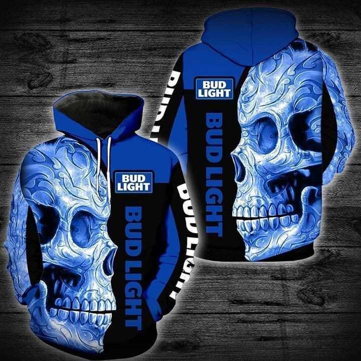 Skull Bud Light Pullover And Zippered Hoodies Custom 3D Bud Light Graphic Printed 3D Hoodie All Over Print Hoodie For Men For Women