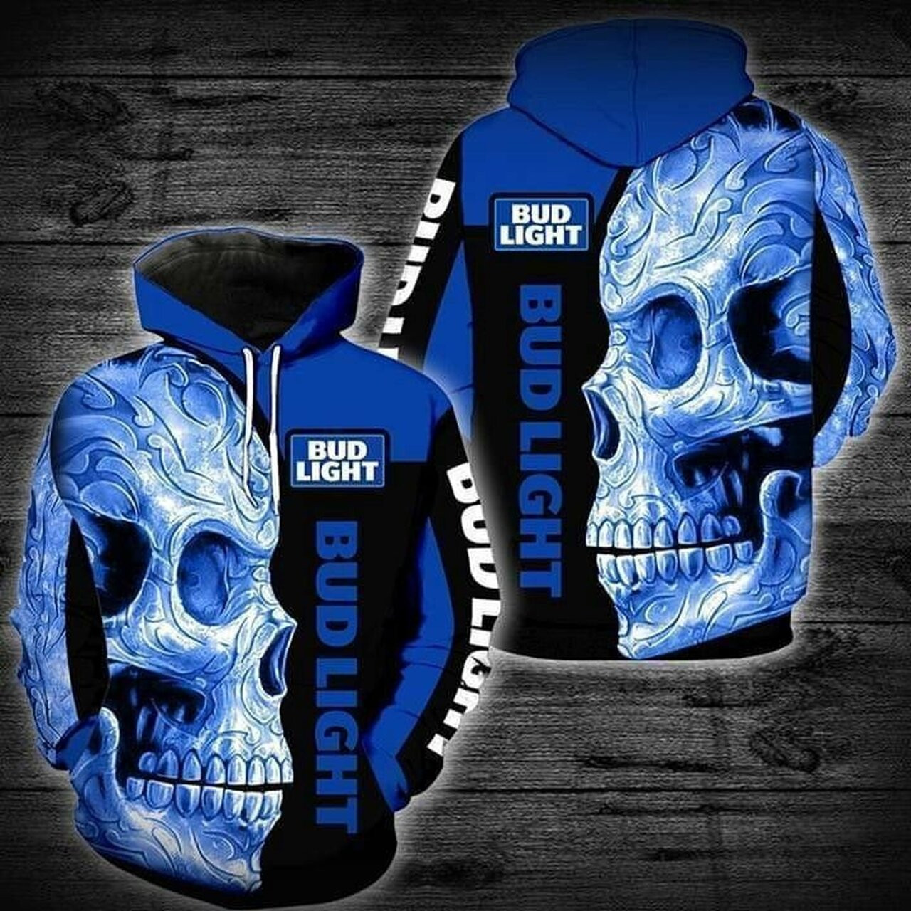 Skull Bud Light Pullover And Zippered Hoodies Custom 3d Bud Light Graphic Printed 3d Hoodie All Over Print Hoodie For Men For Women