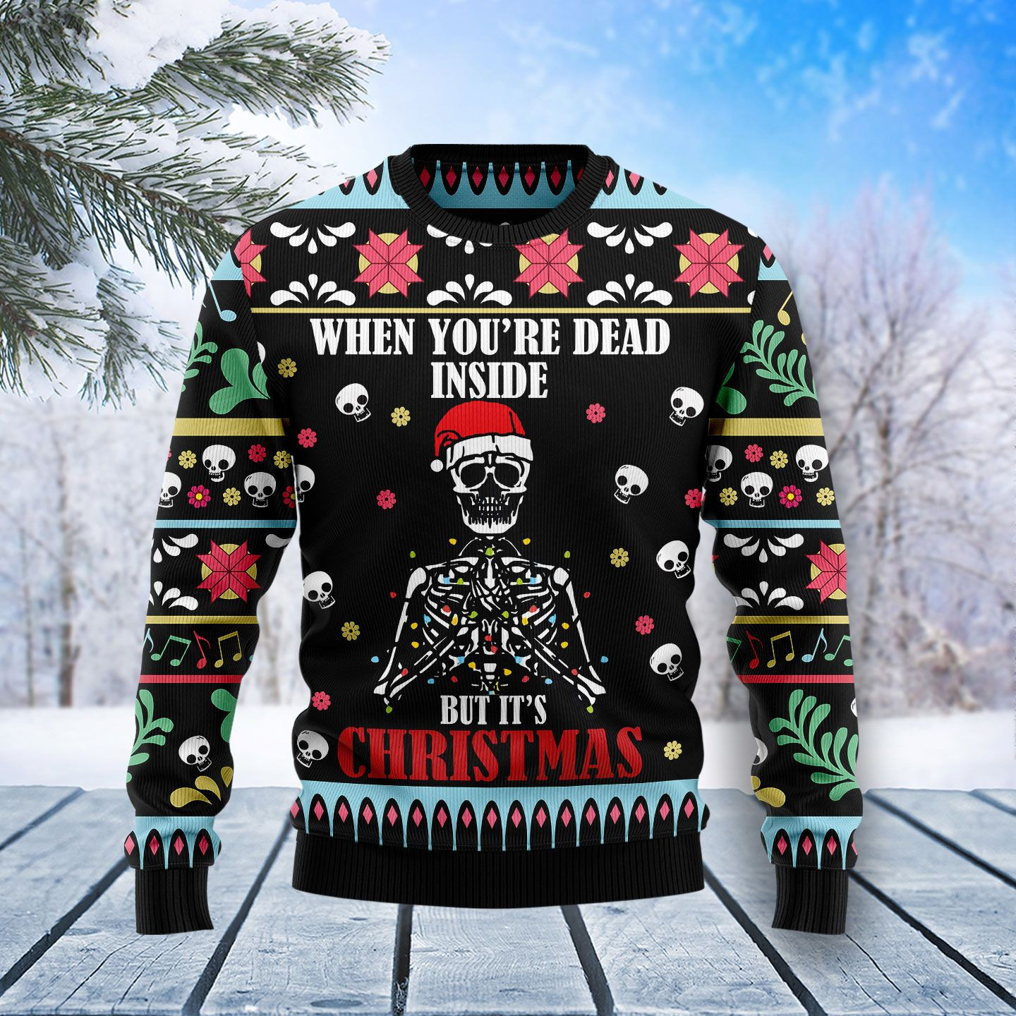 Skull Christmas Inside Ugly Christmas Sweater Ugly Sweater For Men Women