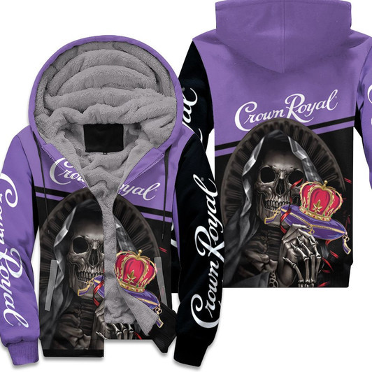 Skull Crown Royal Wine 3D Fleece Hoodie