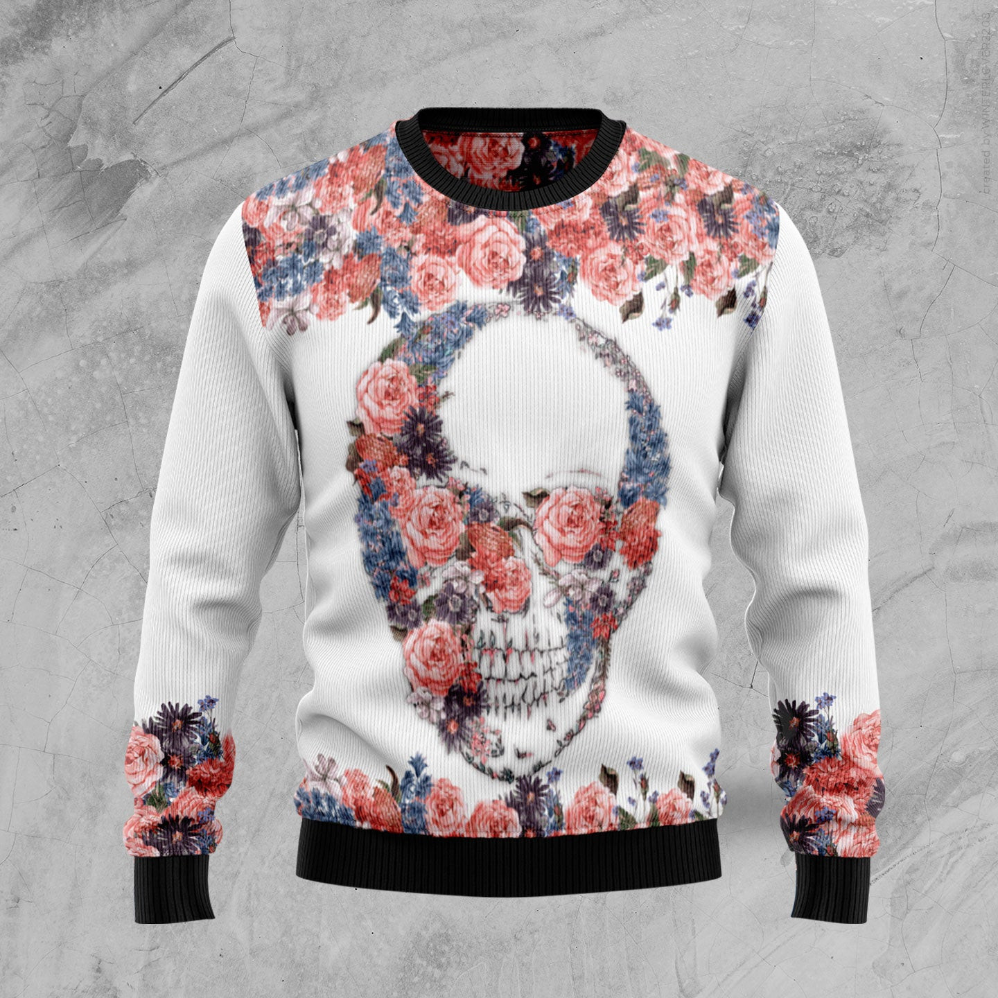 Skull Flowers Ugly Christmas Sweater