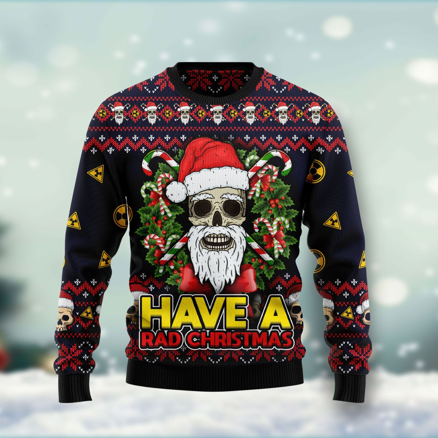Skull Have A Rad Christmas Ugly Christmas Sweater Ugly Sweater For Men Women