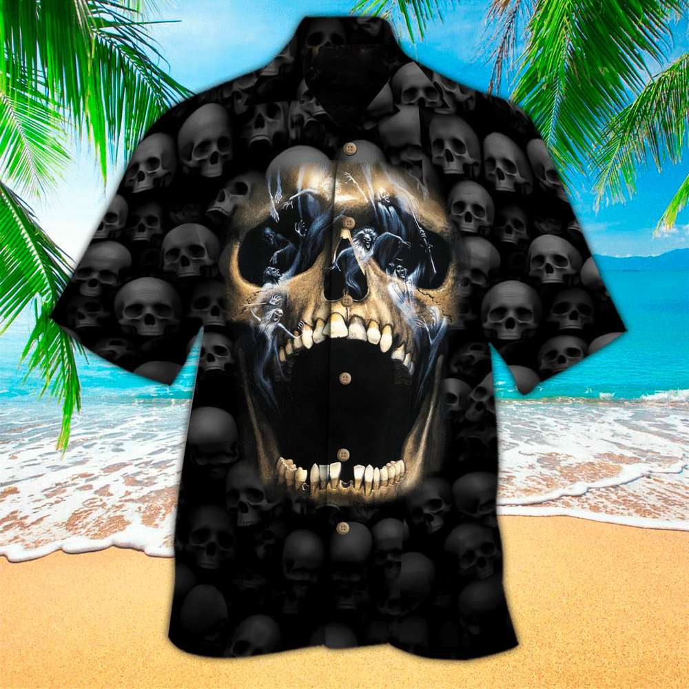 Skull Hawaiian Shirt Skull Button Up Shirt for Men and Women