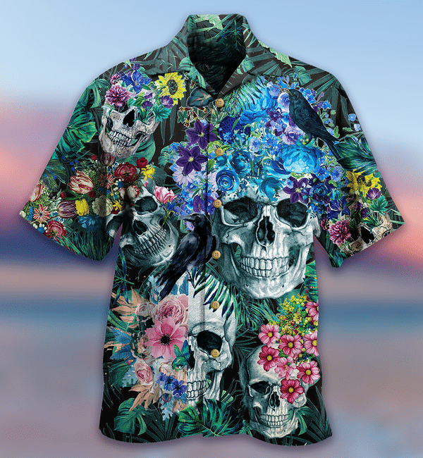 Skull Love Flowers Smile Happy Limited Edition – Hawaiian Shirt Hawaiian Shirt For Men, Hawaiian Shirt For Women, Aloha Shirt