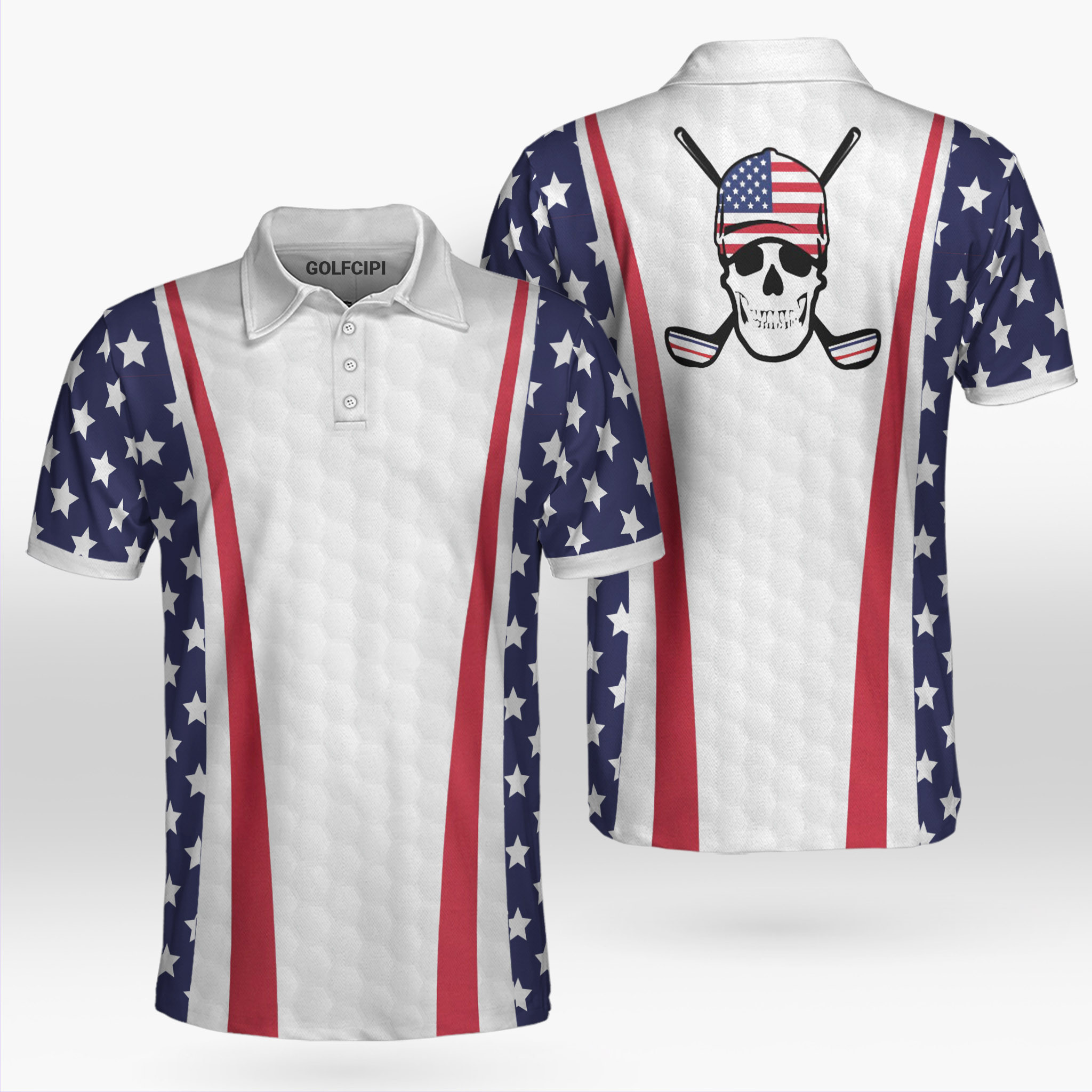 Skull Patriotic Golf Shirts Best Golf Shirts For Men