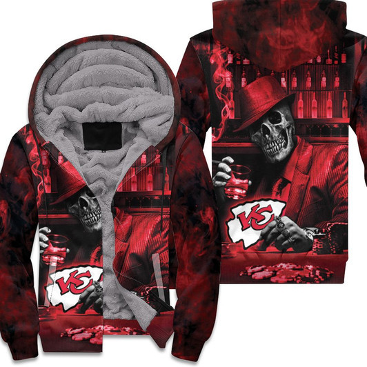 Skull Play Kansas City Chiefs Card 3D Fleece Hoodie