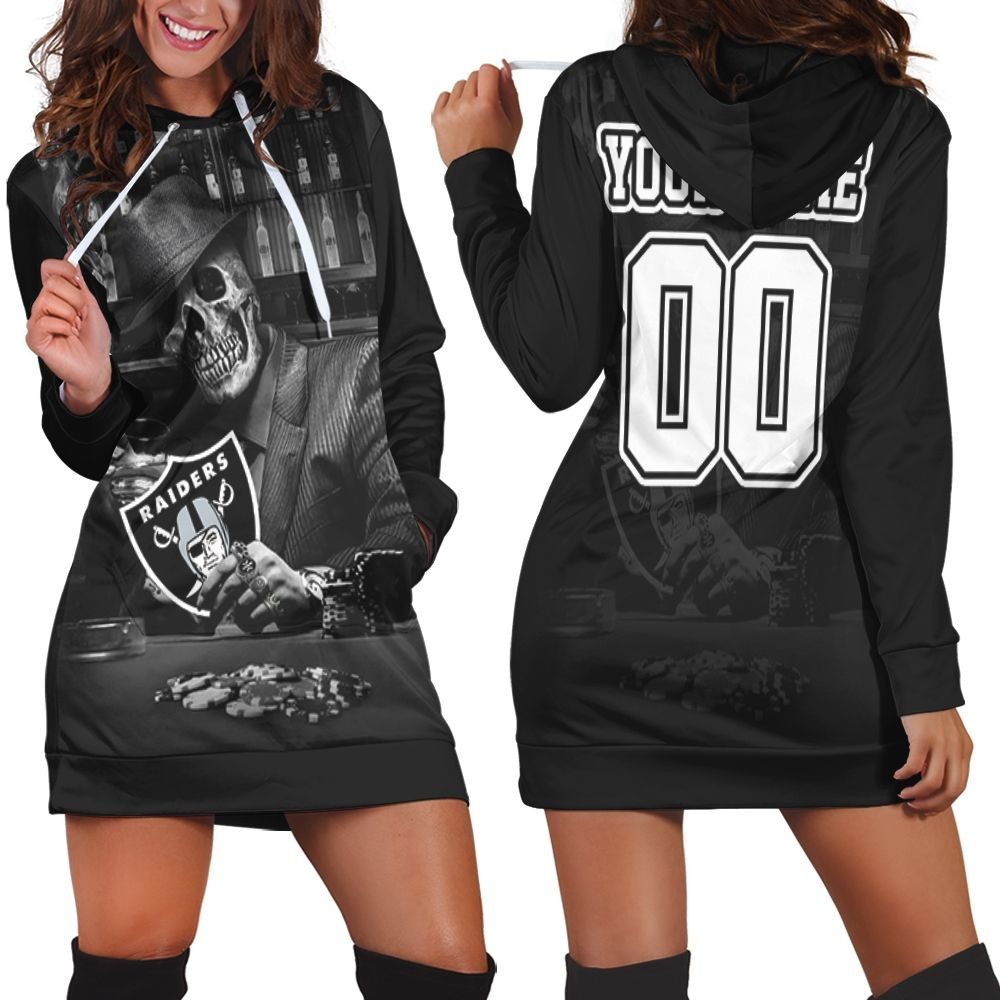 Skull Play Oakland Raiders Card 3d Hoodie Dress Sweater Dress Sweatshirt Dress