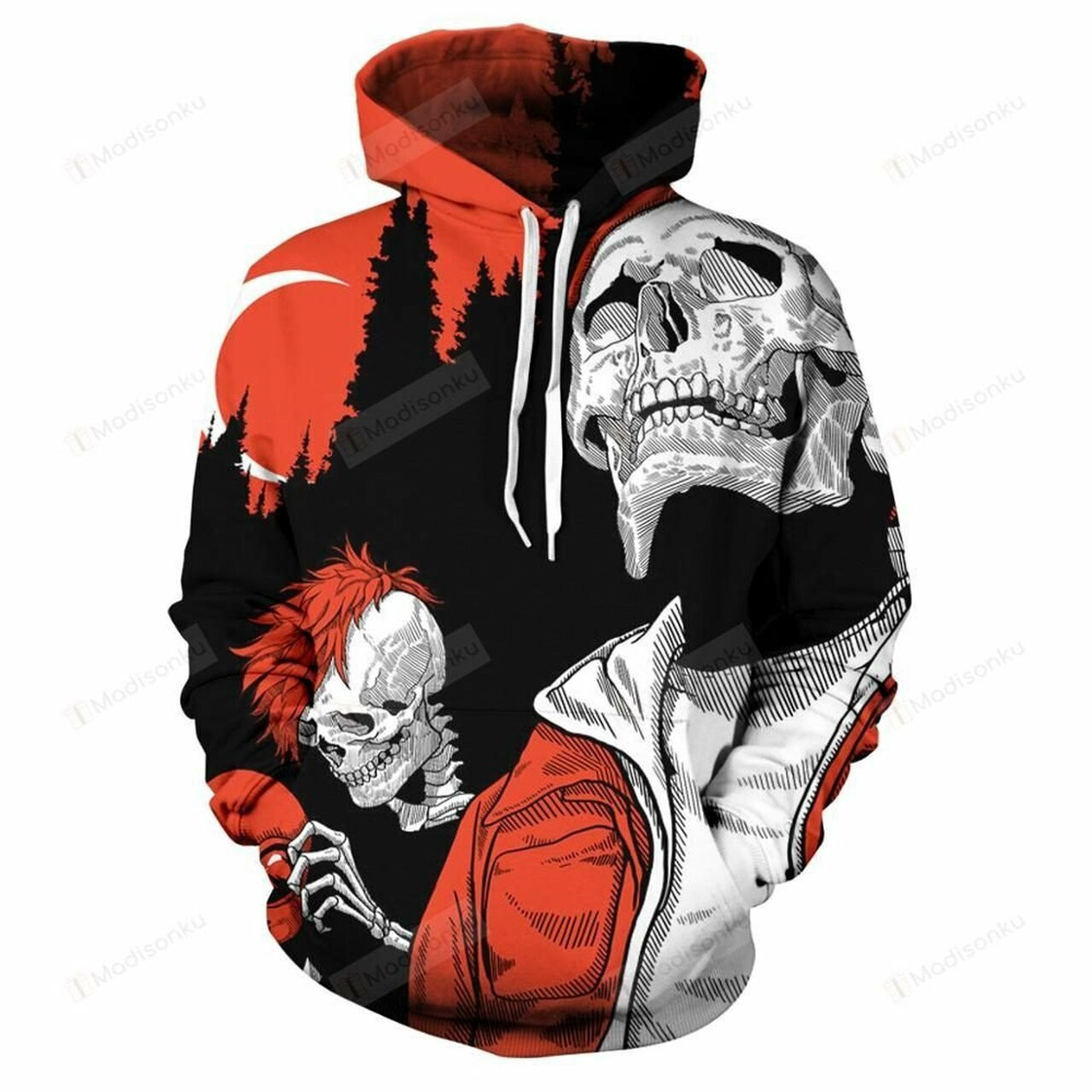 Skull Red Black 3d All Print Hoodie