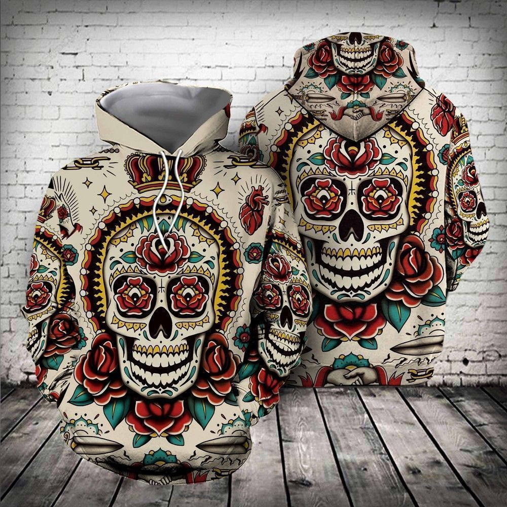 Skull Rose Pullover And Zip Pered Hoodies Custom 3D Skull Rose Graphic Printed 3D Hoodie All Over Print Hoodie For Men For Women