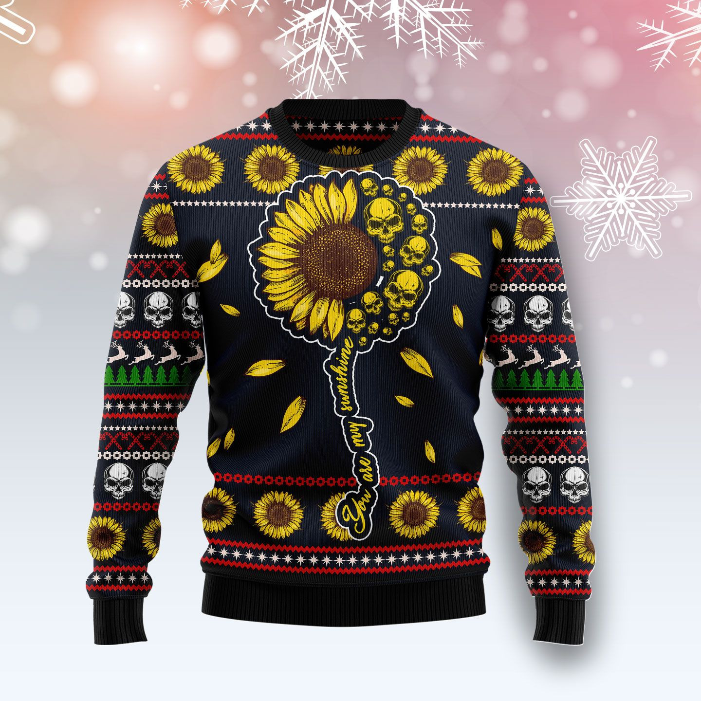 Skull Sunflower Ugly Christmas Sweater