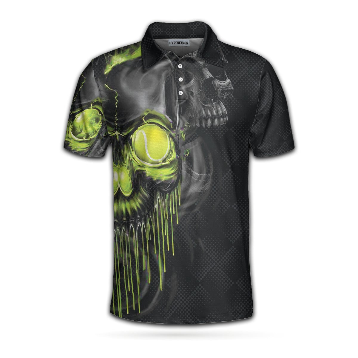 Skull Tennis Polo Shirt Scary Skull Graphic Tennis Shirt For Tennis Lovers Halloween Tennis Gift Idea