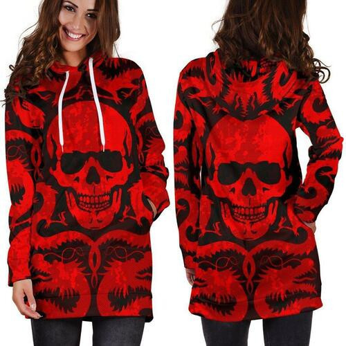 Skulls  Dragons Hoodie Dress Sweater Dress Sweatshirt Dress 3d All Over Print For Women Hoodie