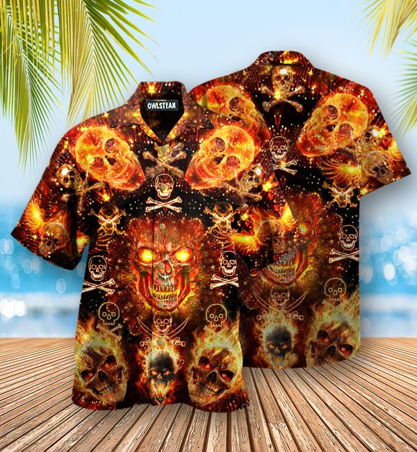 Skulls Flaming Edition - Hawaiian Shirt - Hawaiian Shirt For Men