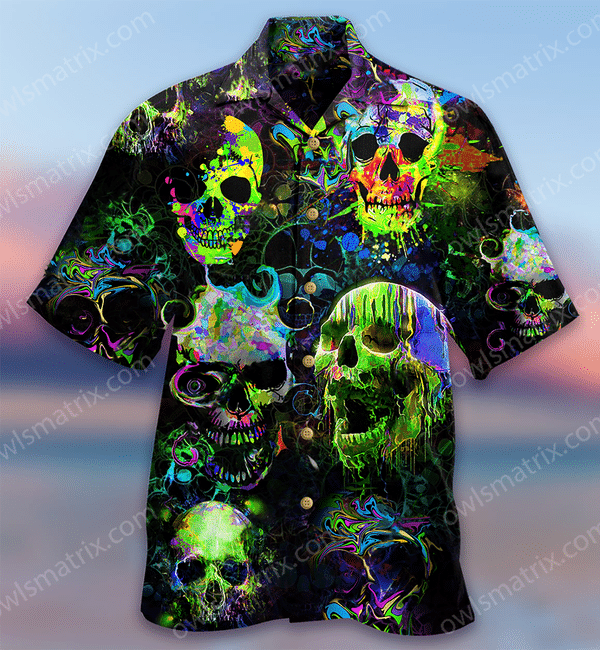 Skulls Green Color Splash Limited - Hawaiian Shirt Hawaiian Shirt For Men