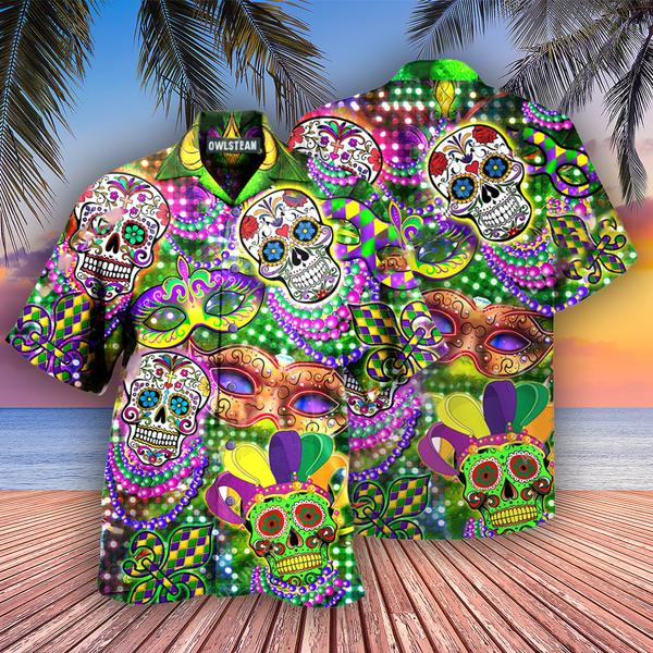 Skulls Mardi Gras Edition - Hawaiian Shirt - Hawaiian Shirt For Men