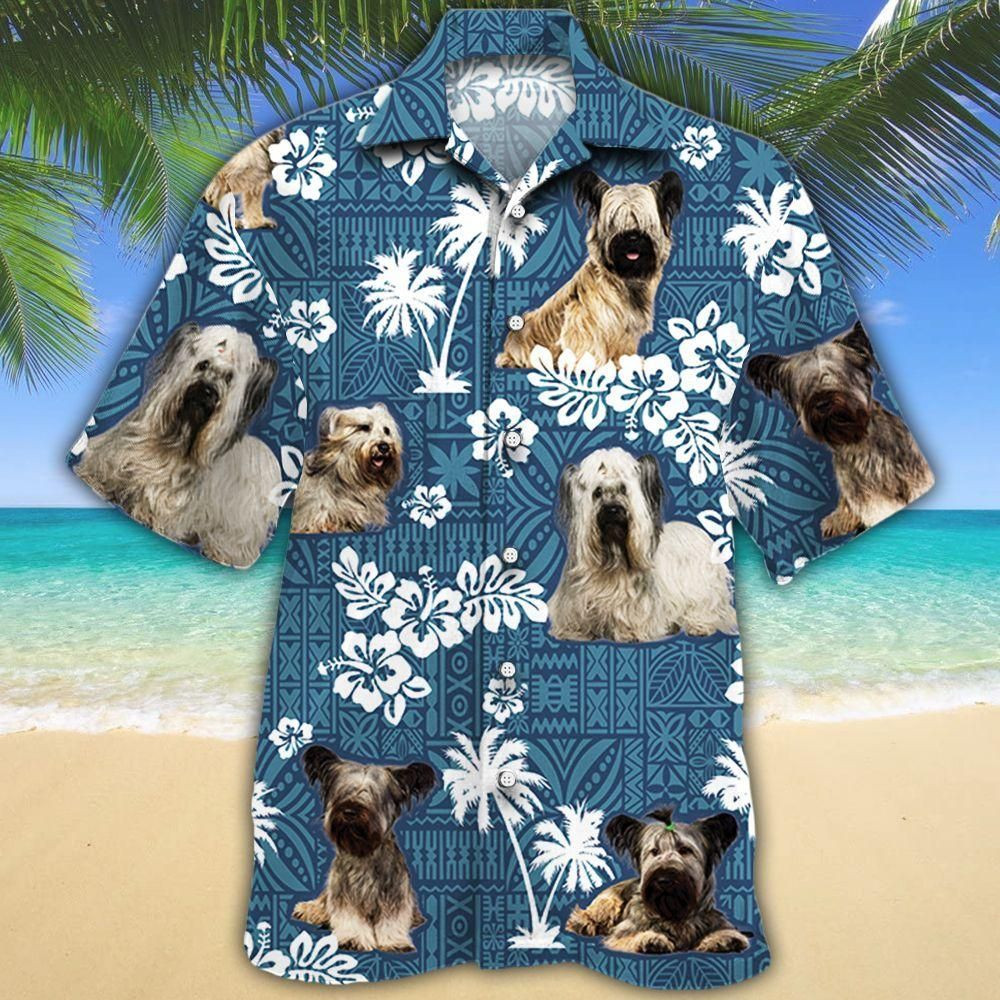 Skye Terrier Dog Lovers Blue Tribal Aloha Hawaiian Shirt Colorful Short Sleeve Summer Beach Casual Shirt For Men And Women