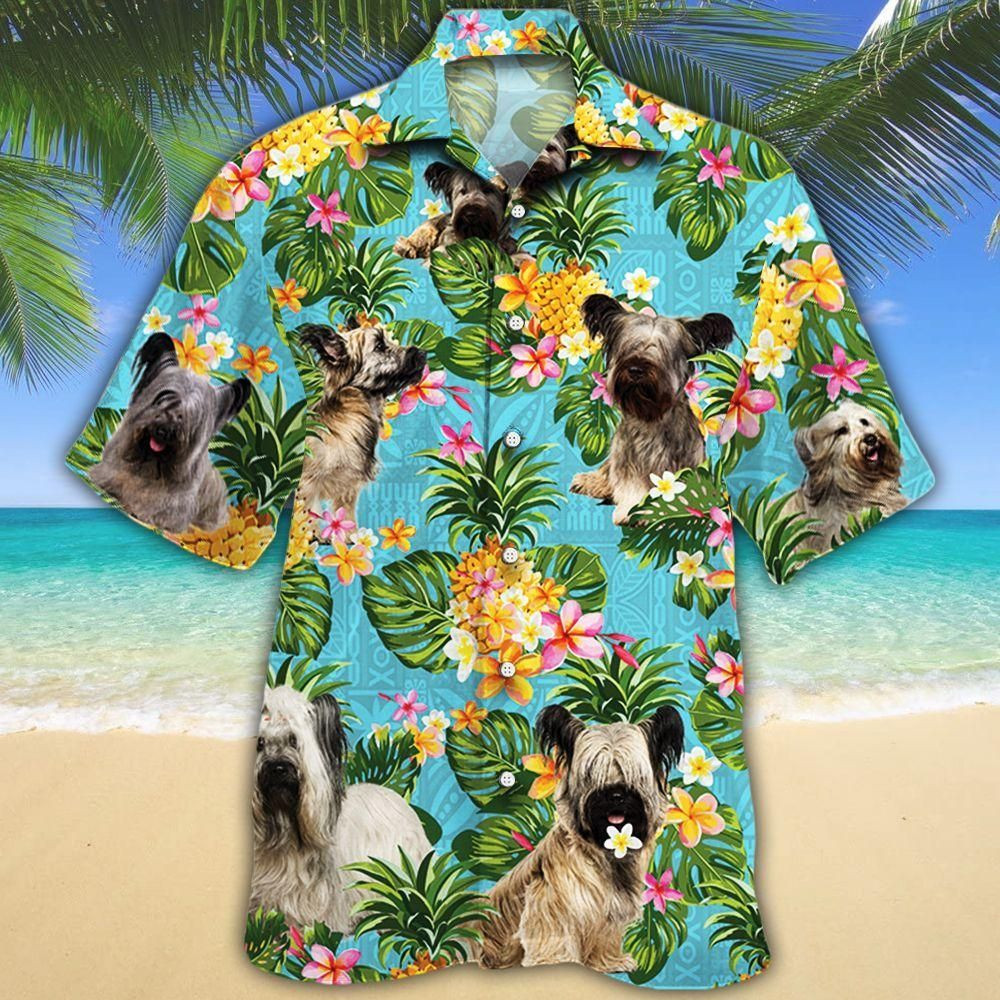 Skye Terrier Dog Lovers Pineapple Aloha Hawaiian Shirt Colorful Short Sleeve Summer Beach Casual Shirt For Men And Women